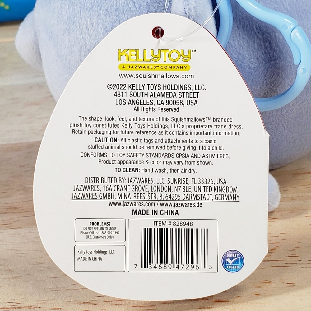 Squishmallow Samir the Valentine Blue Whale 3.5" Clip 2022 UltraSoft Plush - Picture 12 of 12